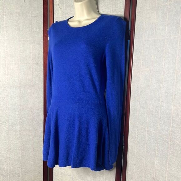 ANN TAYLOR ITALIAN YARN COBALT BLUE PEPLUM SWEATER XS‎ - Picture 1 of 7